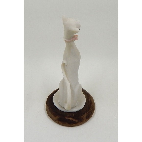Capodimonte Miniature Siamese Cat Long Neck Bowtie Hand Painted Wooden Base - Picture 3 of 9